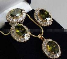 Juego de pendientes de peridoto con incrustaciones de gemas finas, anillo, collar, colgante, AAA, novedad, envío gratis 2024 - compra barato