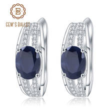 GEM'S BALLET-pendientes de plata de ley 925 con piedra preciosa de zafiro, joyería fina con cierre de tuerca, color azul Natural, 3,32 quilates 2024 - compra barato