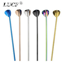 LUCF New Creative Long Drinking Straw with Ice Spoon 304 Stainless Steel Reusable Colorful Metal Straws Coffee Stirring Spoons 2024 - buy cheap