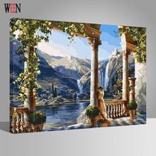 Diy Oil Painting Paint By Number Kit Women Leaning On Pillars 16X20Inch Manor Scenery On Canvas Gifts Hand Diy Gift 2024 - buy cheap