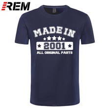 REM-Camiseta de algodón con cuello redondo para hombre, camiseta de moda hecha en 2001, divertida, regalo de cumpleaños 2024 - compra barato