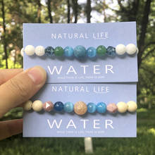 Neovivi Water Letter Paper Card Wish Bracelet Blue Main Stone Natural Beads Chakra Yoga Universe Bracelets Women Men DIY Jewelry 2024 - buy cheap