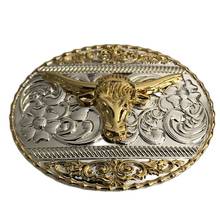 Retail Latest Styles Cool 3D Lace Gold Bull Head Cowboy Belt Buckle for Oval Metal Fashion Men Buckles Betl Jewelry accessories 2024 - compre barato