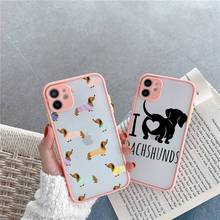 Funda de teléfono de lujo con diseño de perro salchicha, cubierta transparente mate para iphone 7, 8, 11, 12 plus, mini, x, xs, xr pro max 2024 - compra barato