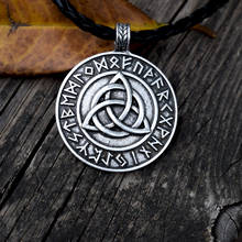 Sanlan colar viking de 12 peças, colar com pingente circular e de valknut, joia viking de runas, presente para homens 2024 - compre barato