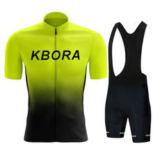 KBORA-ropa de ciclismo para hombre, Conjunto de jersey y pantalones cortos para bicicleta de carretera, Maillot y Culotte amarillo fluo, 2021 2024 - compra barato