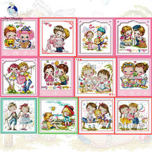 Pc romântico amor contado ponto cruz conjuntos de bordado 11ct 14ct diy, kits de bordado ponto cruz dos desenhos animados para crianças 2024 - compre barato