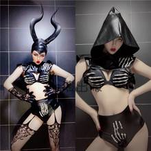 Female Stage Costumes Halloween Party Reaper Cosplay Clothing Nightclub Gogo Dancer Singer Sexy Black Clothes Headdress DWY4913 2024 - buy cheap