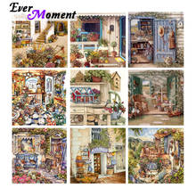 Ever Moment-pintura de diamante 5D ASF2289, cuadro de arte para jardín, gato, flor, Pastoral, planta, decoración para el hogar, punto de cruz, bricolaje, Cuadrado completo 2024 - compra barato