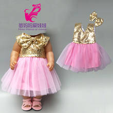 Baby Doll pink dress with bow for 18 inch girl doll sequin bow dress doll clothes 2024 - buy cheap