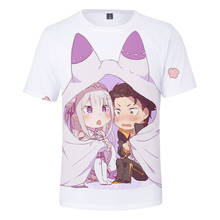 Camiseta japonesa estampa 3d, anime re zero, moda casual de verão, manga curta, gola redonda, tops de tamanho grande, venda imperdível 2024 - compre barato