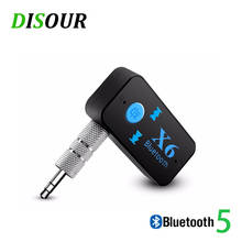 Bluetooth ресивер DISOUR X6 5,0, AUX 3,5 мм, автомобильный комплект, ключ, стерео аудио с микрофоном, беспроводной адаптер без рук, поддержка TF-карт 2024 - купить недорого