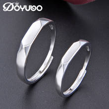 DOYUBO-Anillo de plata de ley con forma de rombo para mujer, sortija lisa con logotipo grabado, accesorios de boda, VB405 2024 - compra barato