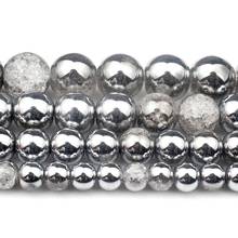 White Snow Cracked Crystal Glass One Side Silver Plated Stone Loose Beads For Jewelry Making DIY Bracelet 6/8/10/12mm 2024 - buy cheap
