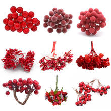 Estambre de flores artificiales Rojas, paquete de bayas de cereza para Decoración de cumpleaños y boda, accesorios artesanales DIY 2024 - compra barato