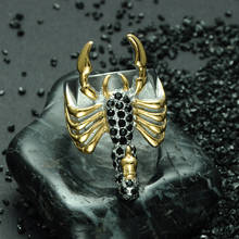 Aço inoxidável preto escorpião dedo anel titânio aço masculino anel punk jóias 2024 - compre barato