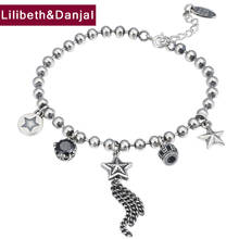 Women Bracelet Bangle 100% Real 925 Sterling Silver Fashion Charm Star letters Bead Chain Bracelet Jewelry B11 2024 - buy cheap