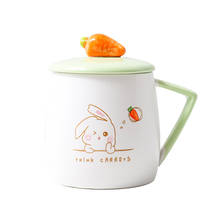 Creative rabbit and carrot mug with lid spoon 400ml  coffee cup Drinkware Coffee Tea Cups milk cups Breakfast mugs Couple Gifts 2024 - buy cheap