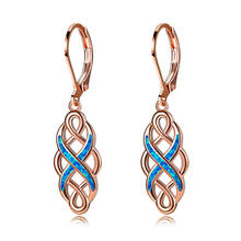 Pendientes bohemios de gota de ópalo azul y blanco para mujer, aretes de Clip de Color rosa, dorado y plateado, pendientes de boda de geometría hueca Vintage 2024 - compra barato