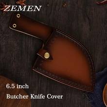 ZEMEN Printing Butcher Knife Cover High Quality Leather Knives Protector Sheath For 6.5 inch Knife Strong Cleaver Blade Covers 2024 - buy cheap