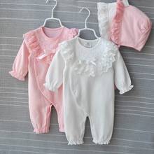 Princess Cotton Newborn Baby Girl Clothes Lace Bow Jumpsuit Spring Autumn Infant Girls Clothing Sets Bodysuit+ Hats 2024 - buy cheap