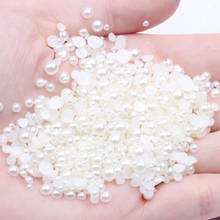 25mm 200 piezas de perlas blancas y marfil semiredondas planas con pegamento en gemas de resina para vestidos de Ropa Accesorios de joyería DIY 2024 - compra barato