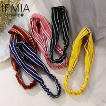 Ifmia tiara feminina de algodão, bandolete vintage com nó, acessórios para cabelo para meninas, listras macias, moda verão outono 2024 - compre barato