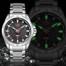 Naviforce relógio de pulso masculino, relógio fashion de luxo quartzo preto e prata com data e semana 2024 - compre barato