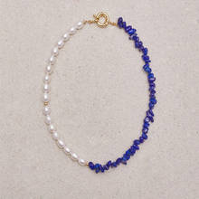 2020 Winter New Natural Pearl Blue Stone Necklace Fashion Creative Stitching Short Necklace украшения для девушек naszyjnik 2024 - buy cheap