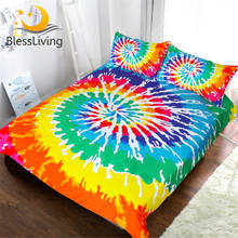 Blessliving Rainbow Tie Dye Bedding Set Colorful Duvet Cover Queen Psychedelic Watercolor Artsy Bedclothes 3 Piece Art Bedspread 2024 - buy cheap