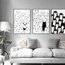 Pintura en lienzo de dibujos animados para sala de estar, póster de oso blanco y pingüino bonito, arte de pared de estilo nórdico, impresión HD, decoración del hogar 2024 - compra barato