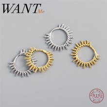 WANTME Real 925 Sterling Silver Geometric Small Beads Circle Stud Earrings for Fashion Women 2020 Rock Punk Jewelry Accessories 2024 - buy cheap