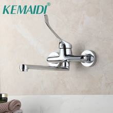 KEMAIDI   Medical Hygiene Faucet Solid Brass Wall Mounted Faucet Bathroom Basin Sink Tap Chrome Long Handle & Spout Water Mixer 2024 - buy cheap