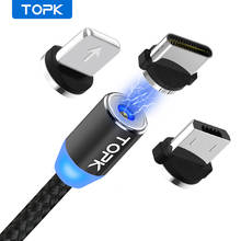 Магнитный зарядный кабель TOPK AM23, Micro USB/TypeC/8-Pin, 1м 2024 - купить недорого
