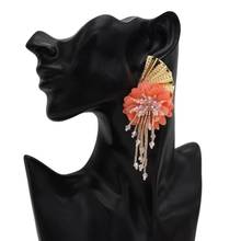 New Fashion Big Fan Flower Drop Earrings for Women Boho Long Tassel Hanging Earring Bridal Wedding Party Jewelry Gift pendientes 2024 - buy cheap