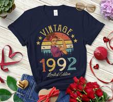 Camisa retrô edição limitada 1992, camiseta engraçada 29ª aniversário presente algodão manga curta gola redonda roupas unissex 2024 - compre barato