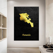 Golden Map Art Armenia Canvas Painting Wall Art Pictures Prints Home Decor Wall Poster Decoration For Living Room 2024 - buy cheap