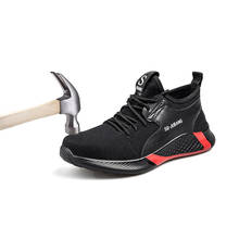 Мужская Рабочая безопасная обувь, Мужская Уличная обувь со стальным носком, боевые ботильоны, неразрушимая стильная воздухопроницаемая обувь 2024 - купить недорого