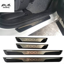 Cubierta de placa de desgaste de Pedal de puerta de acero inoxidable ABS para Peugeot 2016, accesorios de coche, 4 unids/lote, 2019-3008 2024 - compra barato