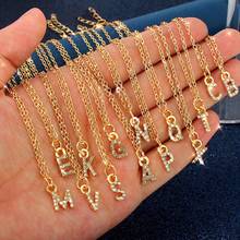 Colar gargantilha com pingente de letras douradas, colar feminino de strass e letras iniciais de cor dourada 2024 - compre barato