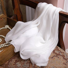 Bufanda de seda auténtica para mujer, pañuelo de marca de lujo, Color blanco sólido, otoño, invierno, primavera y verano, 100% 2024 - compra barato