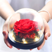 Rosas en conserva inmortal, flores secas, decoración de boda de La Bella y La Bestia con luz, regalo de San Valentín, día de la madre 2024 - compra barato