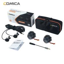 Comica microfone de lapela de cabeça dupla, microfone de lapela em clipe omnidirecional condensa, 2.5m/4.5m/6m, para smartphone dslr, gopro, com câmera, pc 2024 - compre barato