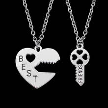 2 Pieces / Set Best Friend Pendant Necklace Fashion Simple Heart Key Shape Necklace Classic Long Chain Jewelry Gift 2024 - buy cheap