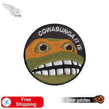 Cowabunga Ninja Frog Embroidered Iron on Badges Biker Cool Patches Jacket Jeans Appliques Twill Fabric Sticker Free Shipping 2024 - buy cheap
