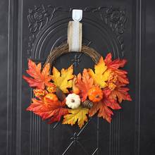 Halloween Autumn Garland Thanksgiving Silk Wreath Wall Decoration Harvest Festival Maple Leaf Berry Pumpkin Wreath 2024 - buy cheap