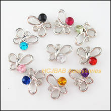 30Pcs Dull Silver Plated Mixed Crystal Animal Butterfly Charms Pendants 14x19mm 2024 - buy cheap