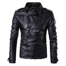 Jaqueta de couro da moda masculina, jaqueta punk de couro sintético para motocicleta, com zíper múltiplo, jaqueta slim fit para homens, casaco de pu para roupas 2024 - compre barato