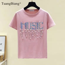 2021 Deading Flashing Letters Feminine Cotton T Shirt Women Shining Short Sleeve Summer Tshirts Creative O-Neck Music Party Tops 2024 - buy cheap