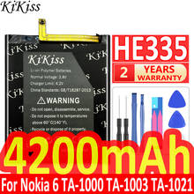 4200 мАч, HE335 для Nokia 6 nokia6 N6 TA-1000 TA-1003 TA-1021 TA-1025 TA-1033 TA-1039 TA-, умный телефон, аккумулятор большой емкости 2024 - купить недорого